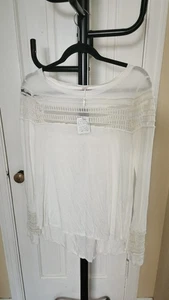 Free People Sheer Womens Size S Long Sleeve Shirt White Lace NWT - Picture 1 of 7