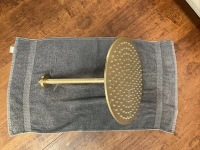 Phylrich Round Ceiling Mount Shower Head 12" brushed brass solid heavy duty - Image 1 of 4