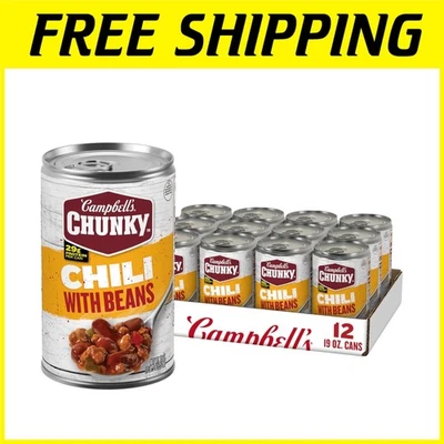 Campbell's Chunky Chili with Beans, 19oz x 12 - Image 1 of 4