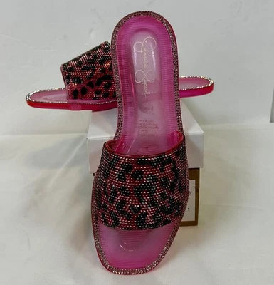 Sandalias sin cordones Jessica Simpson para mujer rosa guepardo gelatina casime 7 M Foto 1 de 4
