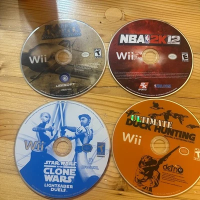 Lot of 4 Wii games blazing Angels, Star wars, NBA 2K12, Duck Hunting - Image 1 of 2