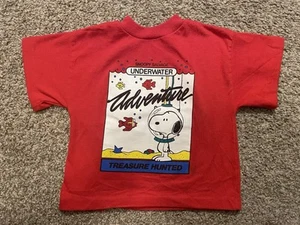 Vintage Kleinkind Snoopy Bergung Unterwasser Abenteuer 3T Peanuts rotes Shirt USA - Bild 1 von 6
