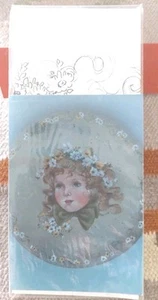 DELANE LANGE BLONDE GIRL DAISY CROWN ROUND HAT BOX TOP PAINTING PATTERN 1986 60 - Picture 1 of 5