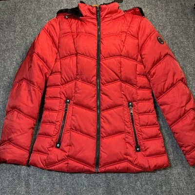 Nautica Women's Water Resistant Puffer Full Zip Jacket -Red Size Small - Image 1 of 4