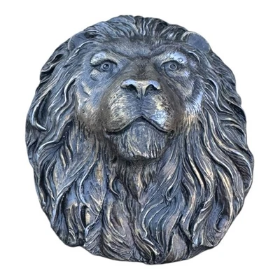 Vtg 1978 BERGAMOT J-145 Brass Works 3D Lion Head Brass Belt Buckle Made In USA - Image 1 of 4