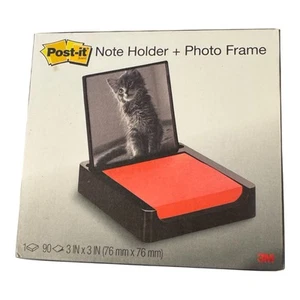 3 x 3 POST-IT Note Holder with Photo Frame Black Includes One Pad Pink Notes NEW - Picture 1 of 2