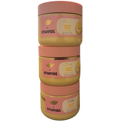 Dove x Crumbl Body Scrub Lemon Glaze 15 Oz Limited Edition New Set Of 3 - Image 1 of 4