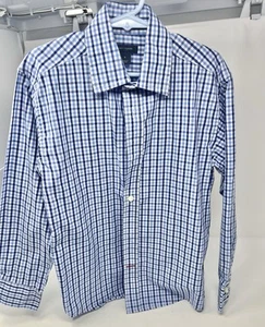 Boys Size 8 Tommy Hilfiger Blue Plaid Long Sleeve Button Down Shirt - Picture 1 of 5