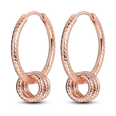 MULA Europäische Rose Schlange Kreise Hoop Ohrringe Frauen 925 Sterling Silber - Bild 1 von 4