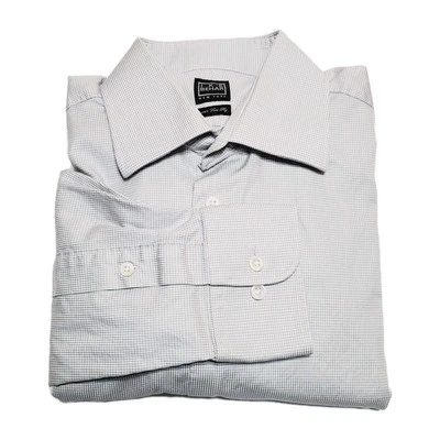 Camisa de vestir Ike Behar gris patrón a cuadros para hombre manga larga talla 15-32/33" Foto 1 de 4