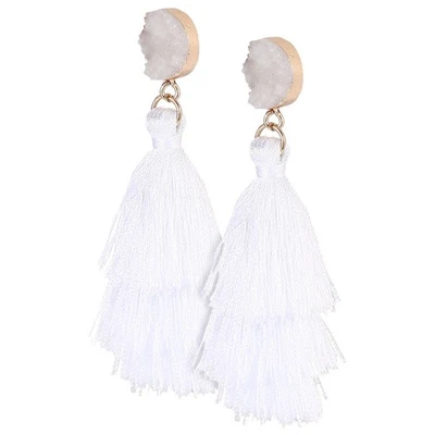 1 Pair Tassels Dangle Earrings Summer Statement Earrings Fashion Ear Jewelry - Image 1 of 4