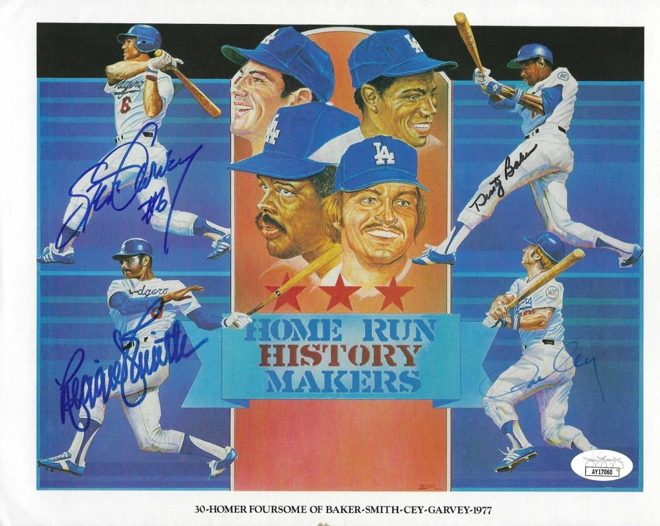 Signed Steve Garvey Smith Dusty Baker Cey 8.5 X 11 Los Angeles Dodgers Photo JSA - Image 1 of 1