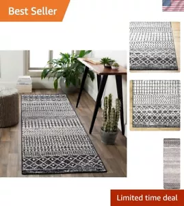 Boho marokkanischer Läufer Vorleger, 2 Fuß 7 Zoll x 12 Fuß, schwarz - Bild 1 von 12