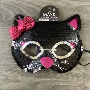 Black Cat Eye Mask Halloween Cosplay Costume Masquerade Dress Up - Picture 1 of 9
