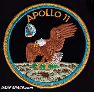 SCARCE APOLLO 11 AB Emblem - Green Moon - VINTAGE ORIGINAL NASA CLOTH BACK PATCH - Picture 1 of 4