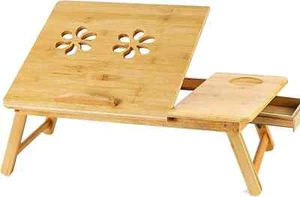 Bamboo Laptop Stand for Desk. Laptop Notebook Table Bed Sofa Tray PC Desk Stand - Picture 1 of 7