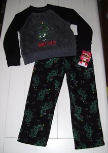 Boys Tree Rex Winter Fleece Dinosaur Christmas Pajamas Sz 4 - Picture 1 of 4