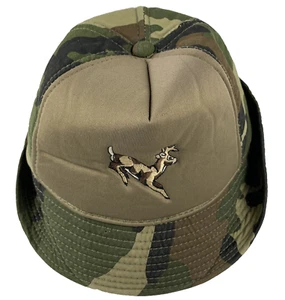 Vintage DUCK BAY Camo Bucket Boonie Hunting Hat Sz Large Foam Laminated Cotton - Picture 1 of 11