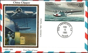 USA Post Card - 1985 - $.33 Airmail China Clipper, SC UXC22 Colorano Silk FDC - Picture 1 of 1