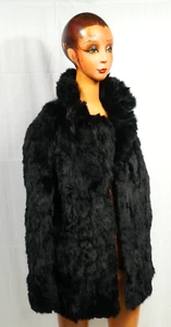 Vintage Black Rabbit Fur Jacket Coat - Picture 1 of 20