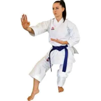 HAYASHI WKF Approved KARATE UNIFORM KATAMORI WHITE Gi 13oz prewash Cotton 0295-1 - Image 1 of 4