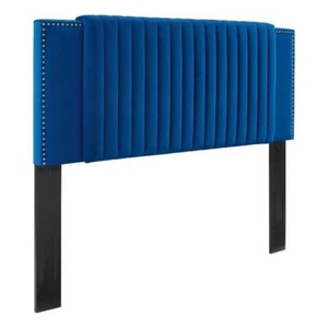 Modway Felicity Channel Tufted Velvet King/California King Headboard in Navy - Picture 1 of 4