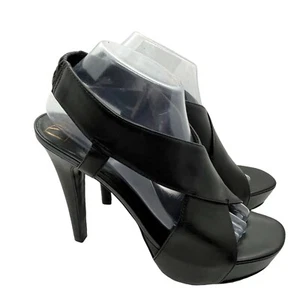 Diane Von Furstenberg Stiletto Heels Slingback Womens Size 9.5 M Black Leather - Picture 1 of 12