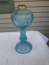 Antique Large Turquoise Blue Diamond Pressed Glass Kerosene Oil Lamp Base