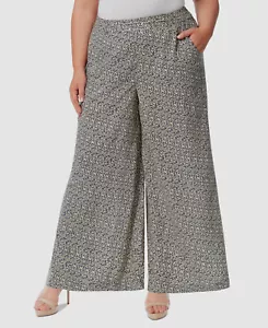 Jessica Simpson Women's Beige Plus Shaye Mid Rise Printed Wide Leg Pants Size 3X - Picture 1 of 1