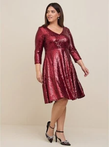 Mini Vestido Patinador Torrid Lentejuelas Rojas Nuevo Con Etiquetas Nuevo 3X - Imagen 1 de 4