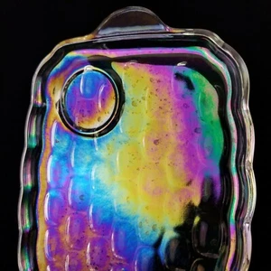 Vintage Iridescent 8 Piece Snack Set Federal Glass Snack 4 Plates 6 oz Cups Box - Picture 1 of 12