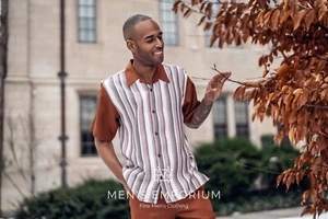 NUEVO Conjunto de 2 piezas para caminar de verano Montique para hombre traje de ocio ajuste regular coñac 2518 - Imagen 1 de 1