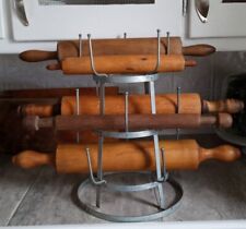 Lot 5 Old Vintage Wooden Wood Rolling Pin Collection Primitive Farmhouse Cottage