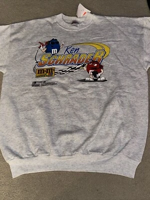 Vintage Ken Schrader M&M'S 2000 NASCAR Racing Gray Sweatshirt Mens Large Y2k NEW - Image 1 of 4