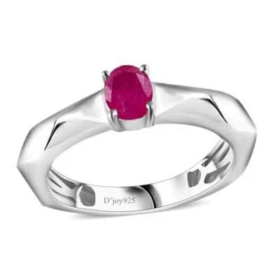 STACKABLE 0.40ctw Art Deco Premium Montepuez Ruby Rhodium Plated Sterling Size 9 - Image 1 of 4