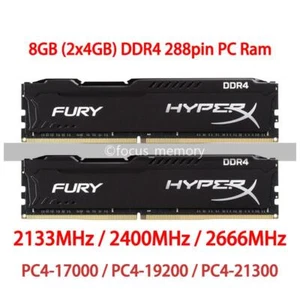 Hyperx 8 GB (2x 4 GB) Ram DDR4 2133/2400/2666 MHz DIMM Desktop Memory 288-pin US - Picture 1 of 10