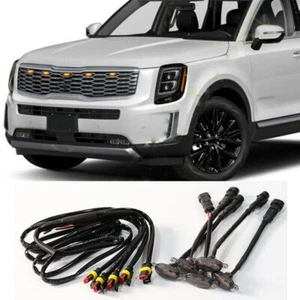 For Kia Telluride 2020-2024 smoke Raptor Style Front Grill LED Marker Light Kit - Picture 1 of 2