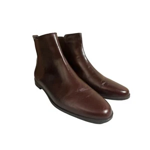 Zara Brown Leather Pull-On Chelsea Ankle Boots Size 38 - Picture 1 of 7