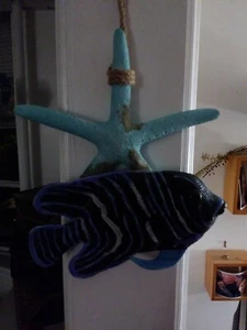 Wall Hanging Starfish Fish Decoration Resin Nautical Style DIY Home Decor Purple - Picture 1 of 6