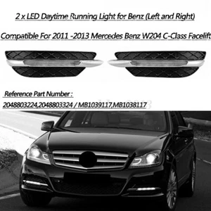Pair LED DRL Fog Light Lamp Cover for Mercedes Benz C-Class W204 C300 2011-2013 - Picture 1 of 8