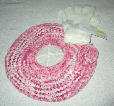 Conjunto de 2 sombreros y guantes para niñas tonos de rosa y crema Capelli niños Nueva York  Foto 1 de 4