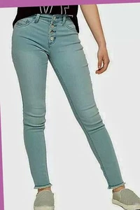 NWT Girls 10 (Reg) JUSTICE “HIGH RISE JEGGINGS” Jeans Snap front Med Fade - Picture 1 of 5