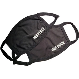 Mask / Face covering couple's set His Peace Her Rock cotton washable black - Picture 1 of 1