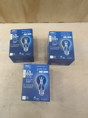 3 CREE 60-Watt Clear A19 Smart LED Light Bulb Standard Medium Base Connected MAX - Image 1 of 2