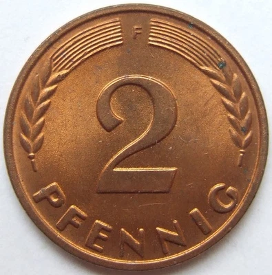 Coin Federal Republic Of Germany 2 Pfennig 1964 F In Uncirculated - Image 1 of 2