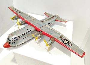 Scarce Vintage Tin Litho Toy Air Force C-130 Masudaya Modern Toys Large Plane AF - Picture 1 of 14