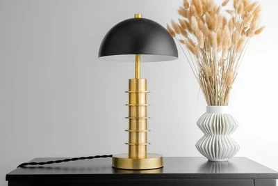 Art Deco Table Lamp Sealed Brass & Black – Luxury Desk Light for Home Office - Image 1 of 4