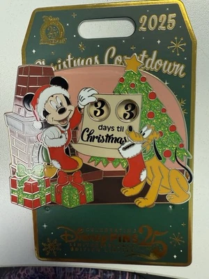 Disney 2025 Navidad cuenta regresiva días til spinner jumbo pin mickey pluto lr Foto 1 de 3