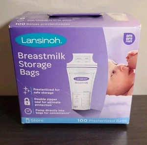 Lansinoh Breastmilk Presterillized Double Zipper Storage Bags (100 Pack) - Picture 1 of 5