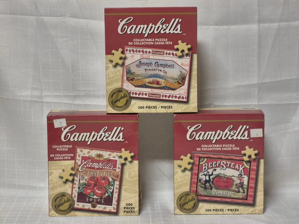 Lote de 4 quebra-cabeças selados Campbell’s Soup Collectors 500 peças - Imagem 1 de 4